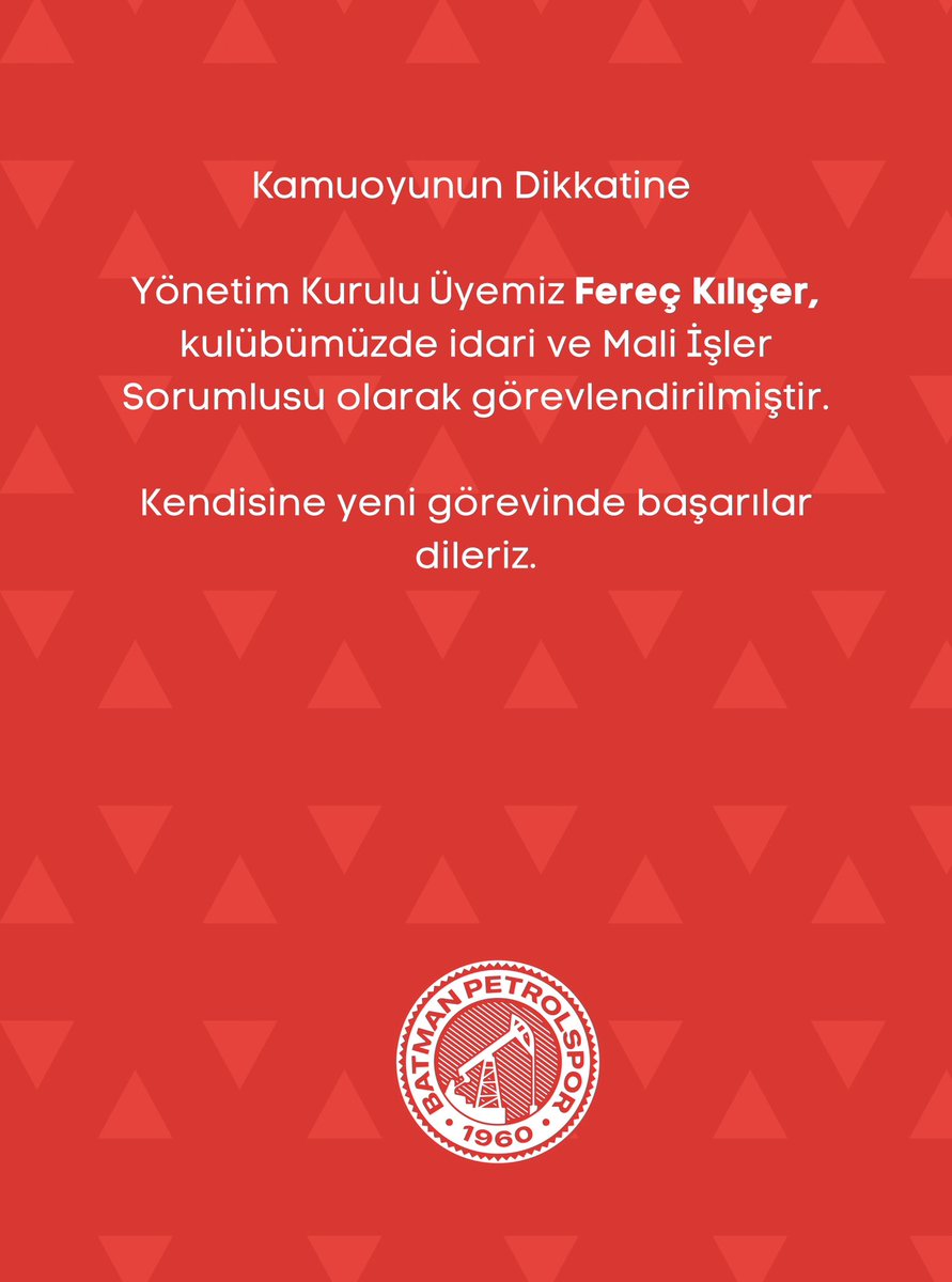 Kamuoyunun Dikkatine 
Yönetim Kurulu Üyemiz Fereç Kılıçer, kulübümüzde idari ve Mali İşler Sorumlusu olarak görevlendirilmiştir.

Kendisine yeni görevinde başarılar dileriz