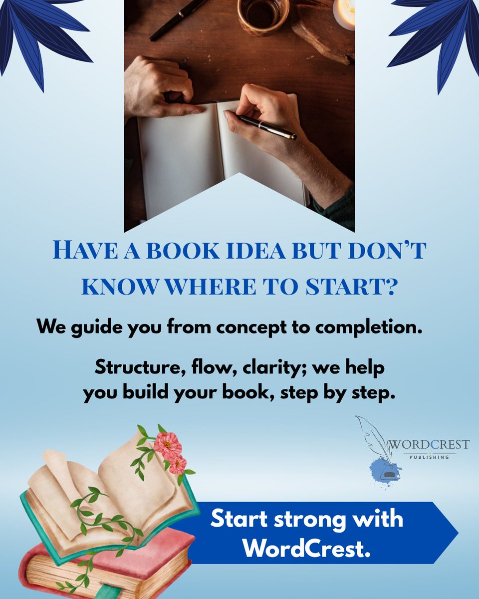 WordCPublishing's tweet photo. Have a story but no idea how to start?
We turn scattered thoughts into structured books.
#BookWritingHelp #WritingCommunity #WritersOfInstagram #BookWritingTips #IndieAuthor #SelfPublishing #AuthorLife #BookMarketing #FirstTimeAuthor #WritingInspiration #ManuscriptDevelopment https://t.co/OngKZsI2XS