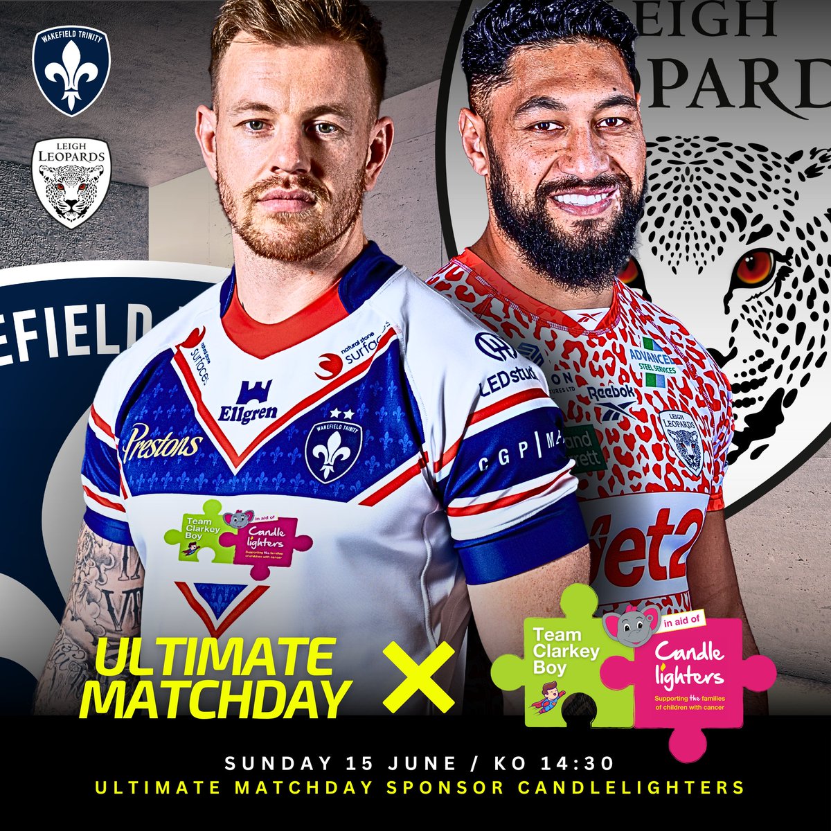 Our game against Leigh will be sponsored by Team Clarkey Boy in aid of <a href="/CandlelightersT/">Candlelighters Trust</a>!

Clarke, the grandson of Trinity Head Coach, Daryl Powell was diagnosed with Leukemia at the beginning of 2025 and has been receiving chemotherapy since January! 

Candlelighters have been