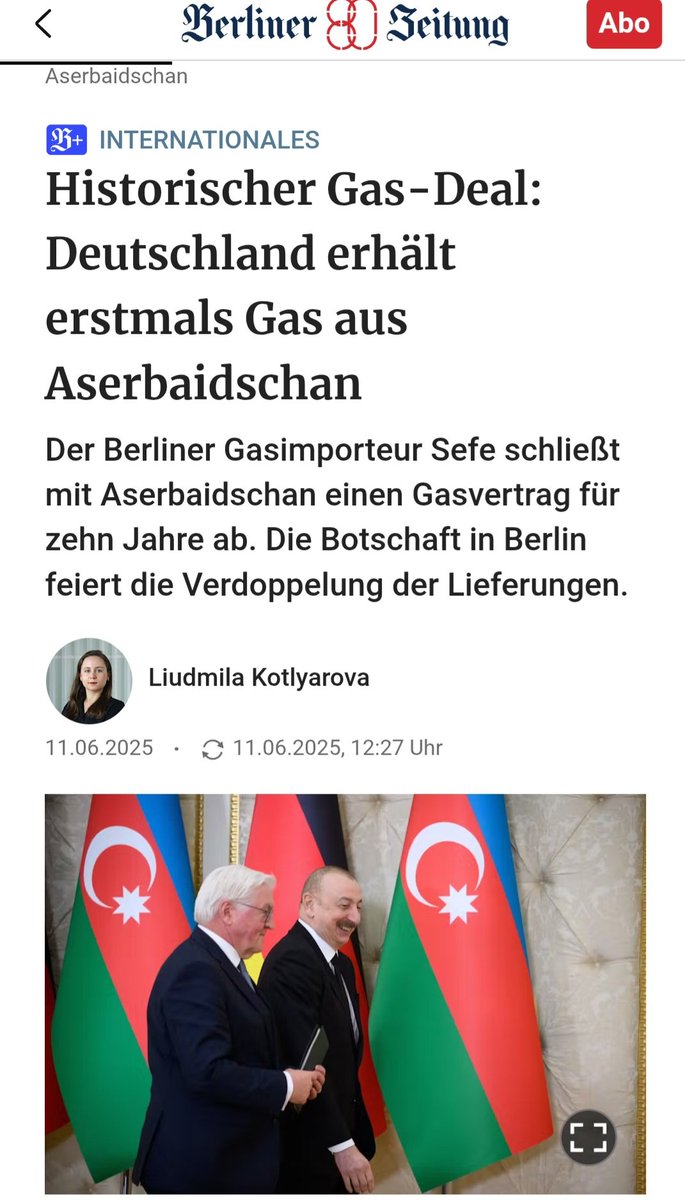 Jonathan Spangenberg #FreeArmenianHostages (@artspangenberg) on Twitter photo Steinmeier — who once dodged the Armenian Genocide resolution in #Bundestag, shakes hands with the man responsible for the ethnic cleansing and genocide of Nagorno-Karabakh.
Germany calls it an "energy deal" — in reality, it's a moral blank check for the genocidal  dictator Steinmeier — who once dodged the Armenian Genocide resolution in #Bundestag, shakes hands with the man responsible for the ethnic cleansing and genocide of Nagorno-Karabakh.
Germany calls it an "energy deal" — in reality, it's a moral blank check for the genocidal  dictator