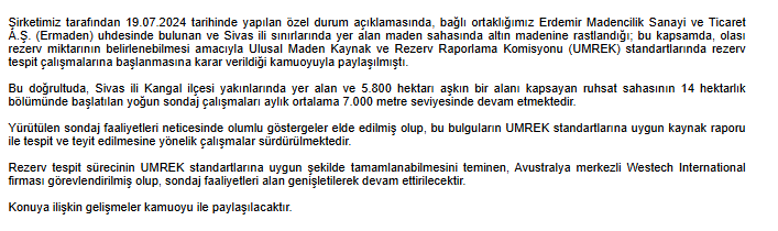 Artık #eregl konu ile ilgili neredeyse senesini doldurduğu için bir açıklama yapma ihtiyacı hissetmiş :) 

Kaç aydır aktif bir şekilde sondaj çalışmaları yapıyorlar bilmiyorum, ama aylık 7000m ciddi bir rakam. Yıllık 8-10 mn euro gibi bir sondaj yatırım harcaması gibi tahmin