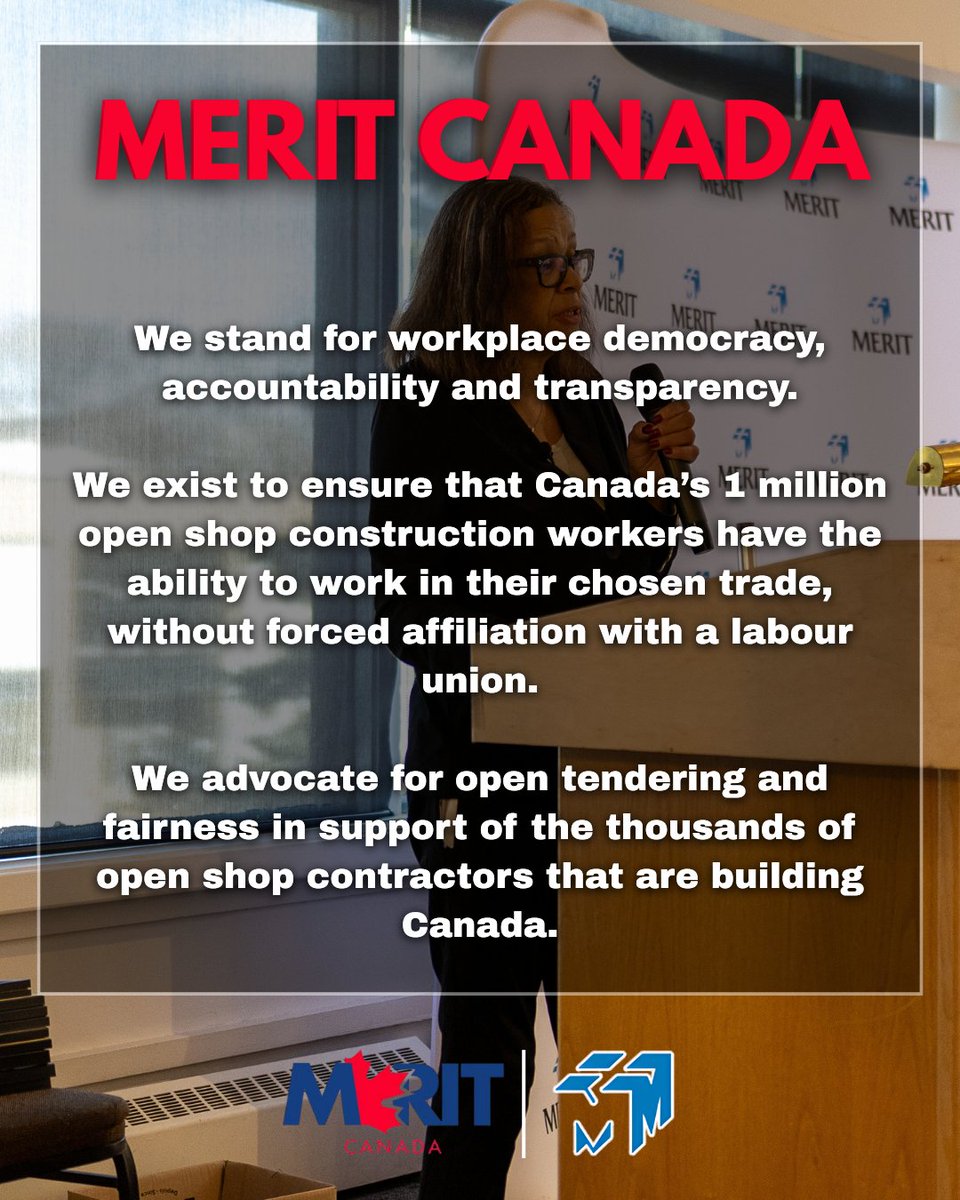 MeritManitoba's tweet photo. A voice for over 1 million workers.

Merit Canada stands for workplace democracy, accountability, and transparency. 

#SkilledTrades #ConstructionAdvocacy #MeritMatters https://t.co/5tgM04MU5m