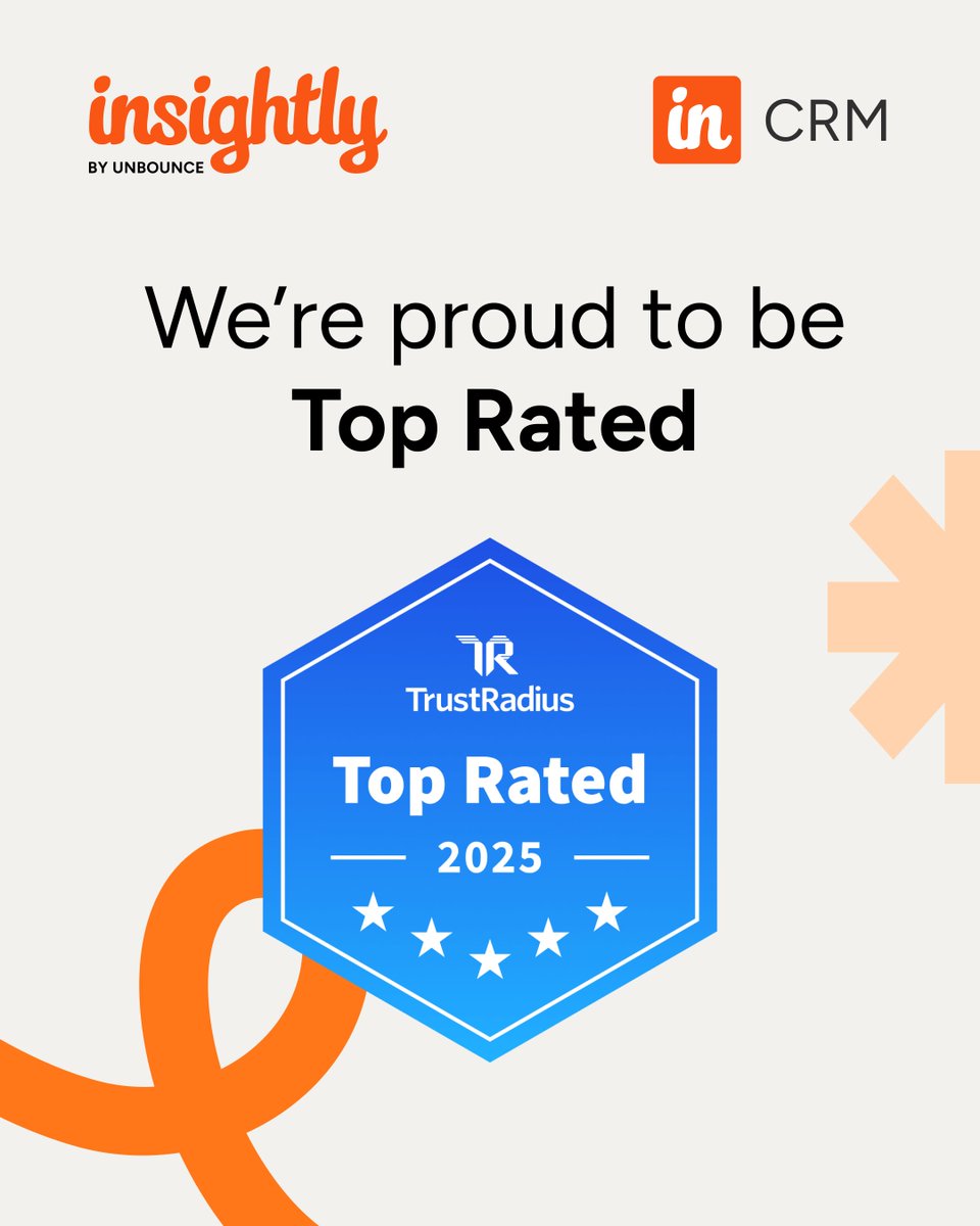 Insightly CRM by Unbounce (@insightly) on Twitter photo The best recognition comes from the people who use Insightly every day. That’s why we’re proud to be named a Top Rated CRM by <a href="/trustradius/">TrustRadius</a>.
This award is based entirely on customer reviews—and we’re grateful for the trust you place in us.
👉 lnkd.in/ggrzWV86 The best recognition comes from the people who use Insightly every day. That’s why we’re proud to be named a Top Rated CRM by <a href="/trustradius/">TrustRadius</a>.
This award is based entirely on customer reviews—and we’re grateful for the trust you place in us.
👉 lnkd.in/ggrzWV86