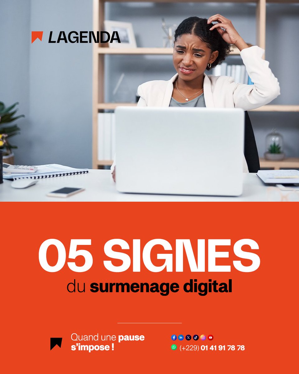 🚨 Vous consultez votre téléphone 144 fois en moyenne par jour, mais personne n'en parle.

Pourtant, le surmenage digital existe.

Découvrez ces 5 signes qui ne trompent pas • [Thread]🧵 

#Lagenda #Deconnexion
