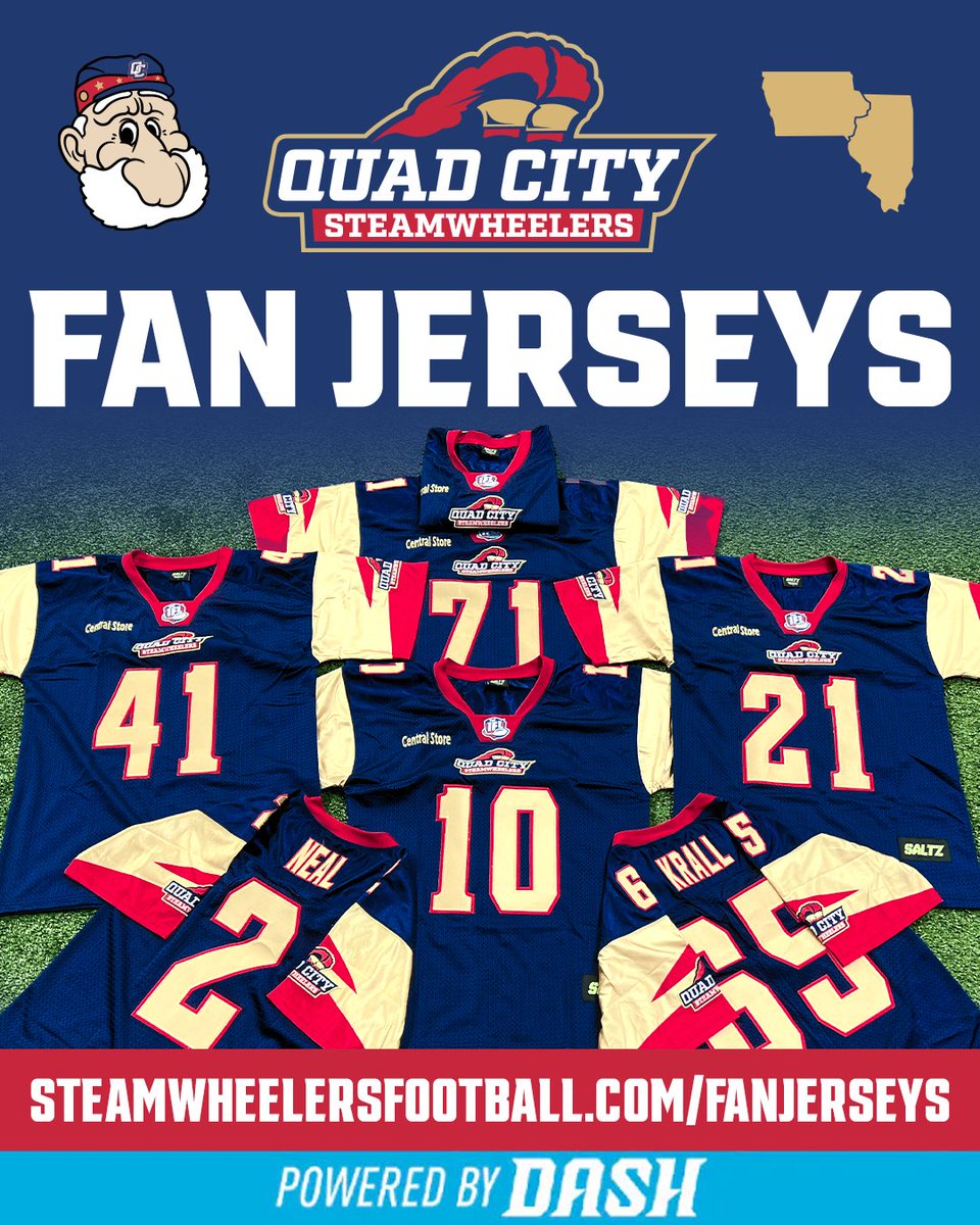 Wheeler Nation! Rep your favorite Steamwheelers today or everyday! LIMITED SUPPLY AVAILABLE 

Joe Krall is just one of SEVEN different players you can get an official replica fan jersey. 

Visit steamwheelersfootball.com/fanjerseys 

#sQUADCITY | #EarnYourStacks