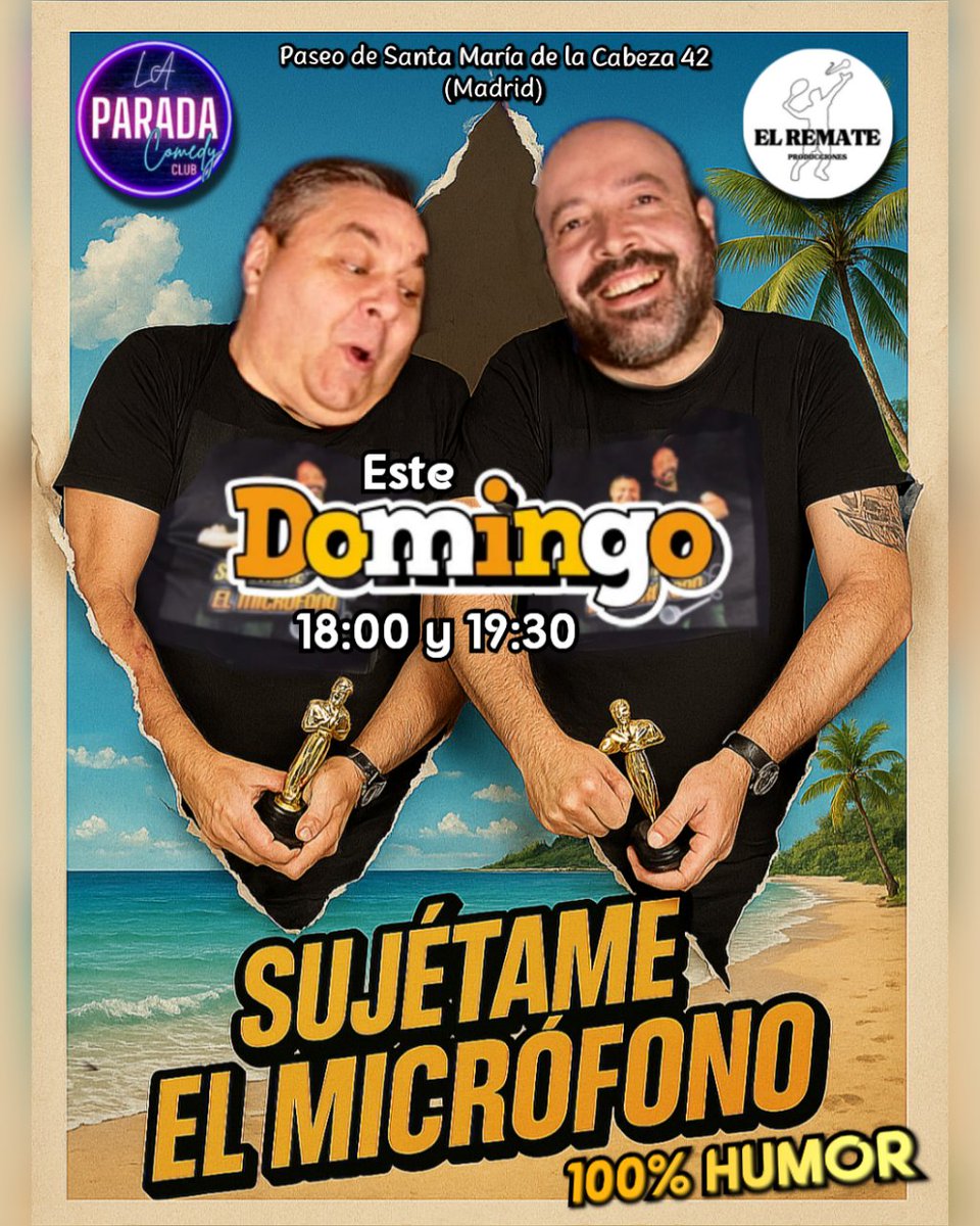🎤Este domingo 15 de Junio tenemos doblete en nuestro querido pub Parada 42 🤩🙌🏻 Elige hora, sal de la piscina de tu barrio y ven a vernos para pasar un ratito divertido con nuestro show 👉🏻😎😎 👈🏻 y de la mano de el Remate Producciones.
Estaremos a las 18:00 y a las 19:30
#risas