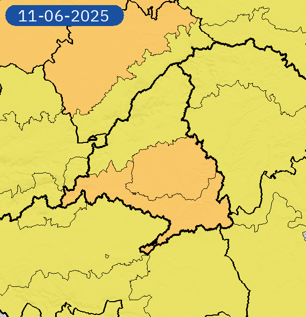 11/06 17:18 Avisos  activos hoy en Comunidad de Madrid por lluvias y tormentas. Nivel máximo de aviso: naranja.
Actualizaciones en aemet.es/es/eltiempo/pr…
