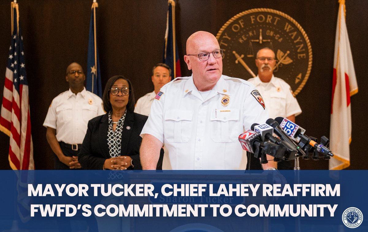 Fort Wayne, Indiana (@cityoffortwayne) on Twitter photo Today, <a href="/FortWayneMayor/">Mayor Sharon Tucker</a> Sharon Tucker and Fire Chief Eric Lahey highlighted key data showcasing the dedication, effectiveness, and efficiency of the courageous men and women of the Fort Wayne Fire Department.
Read more: bit.ly/3Fzkwpf Today, <a href="/FortWayneMayor/">Mayor Sharon Tucker</a> Sharon Tucker and Fire Chief Eric Lahey highlighted key data showcasing the dedication, effectiveness, and efficiency of the courageous men and women of the Fort Wayne Fire Department.
Read more: bit.ly/3Fzkwpf
