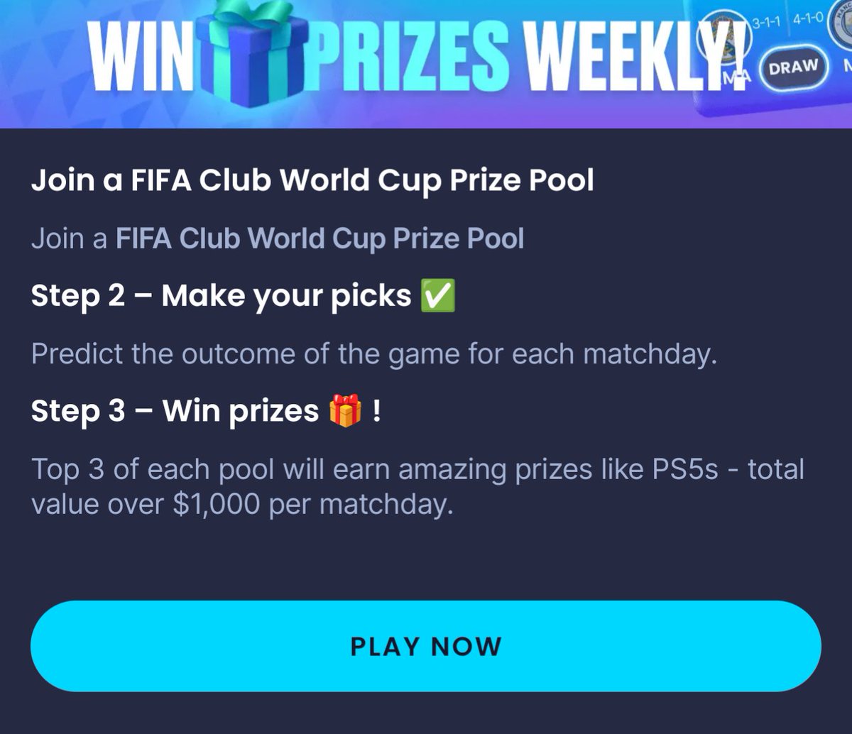 The Fpl Wire (@thefplwire) on Twitter photo No motivation to watch the Club World Cup? We have <a href="/SleeperFooty/">Sleeper Football</a> giving away prizes in a FREE to play low maintenance game.
- Prizes worth $1000 for each matchday for the top 3.
- All you need to do is predict the result for each game.
Play here⤵️
sleeperbot.onelink.me/KdzJ/FCFIFACWC… #ad No motivation to watch the Club World Cup? We have <a href="/SleeperFooty/">Sleeper Football</a> giving away prizes in a FREE to play low maintenance game.
- Prizes worth $1000 for each matchday for the top 3.
- All you need to do is predict the result for each game.
Play here⤵️
sleeperbot.onelink.me/KdzJ/FCFIFACWC… #ad