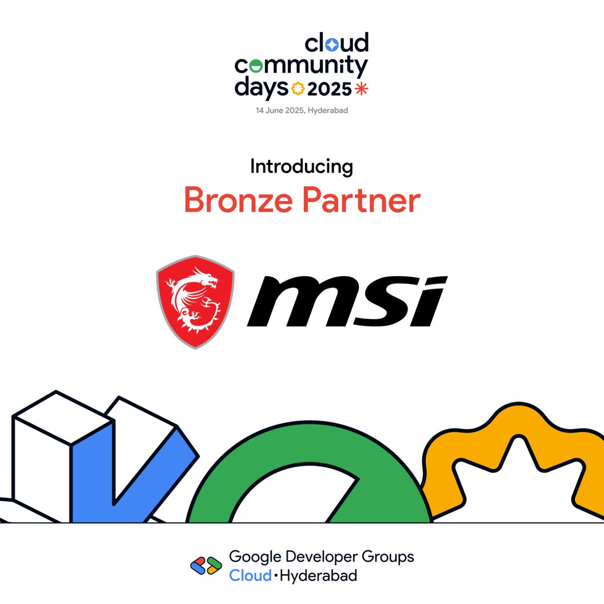 📢 Thrilled to welcome <a href="/msigaming/">MSI Gaming</a>, a global leader in high-performance laptops &amp; creator tech as a "Bronze Partner" for Google Cloud Community Days Hyderabad 2025! 🔥

Let’s build with power 💻⚡
🗓️ June 14, 2025 | 📍 HICC, Novotel

#GCCDHyderabad #MSI #GoogleCloud #DevCommunity