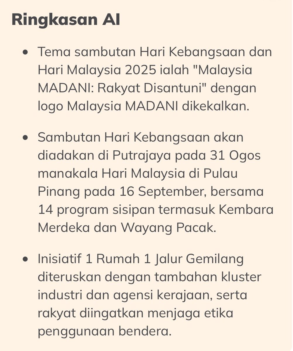 Malaysia Madani, Rakyat Disantuni dipilih sebagai tema Hari Kebangsaan pada tahun ini.