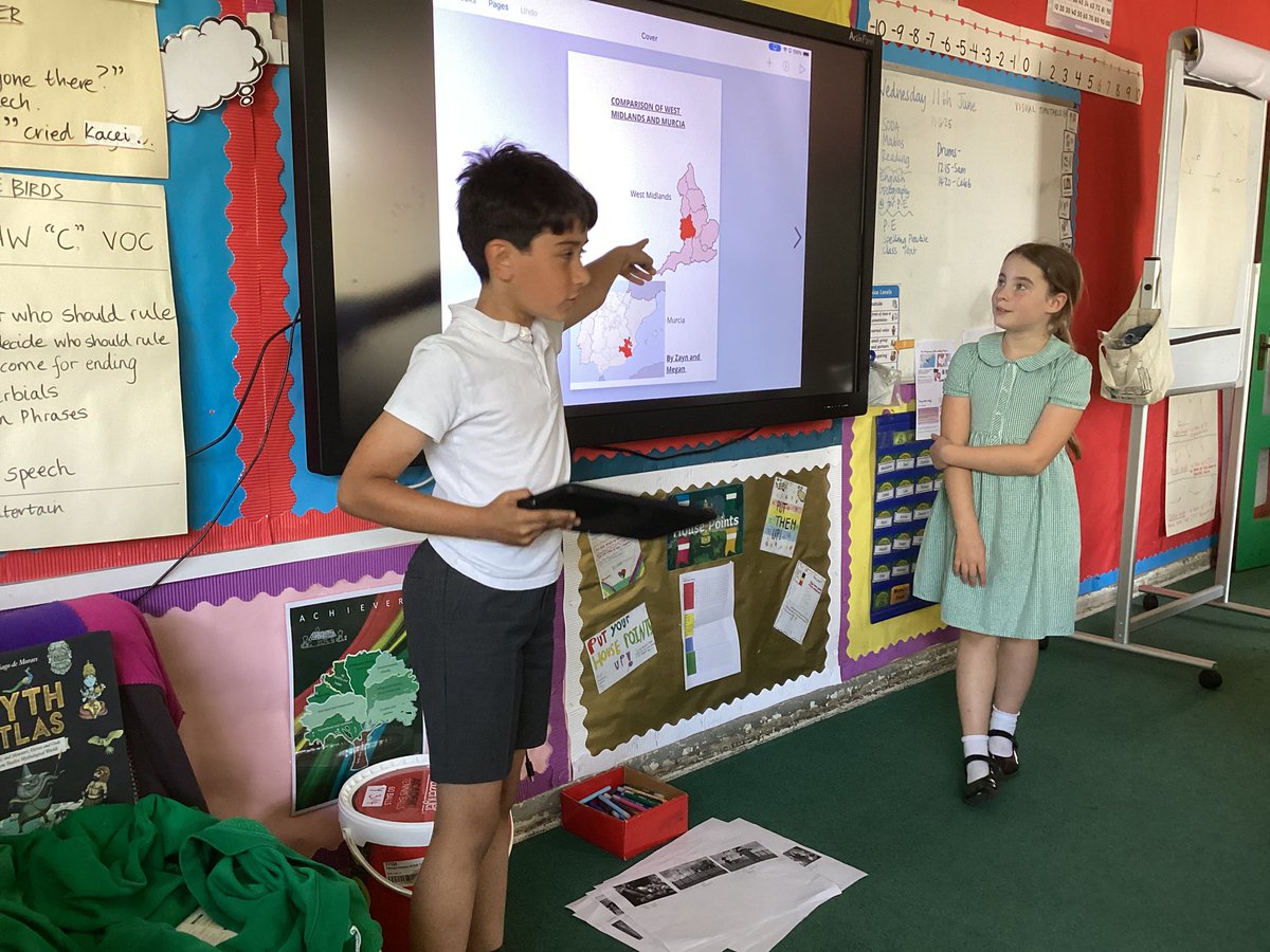 whcps's tweet photo. Year 4 have been researching the West Midlands and Murcia (Spain) to answer the enquiry question ‘How do the West Midlands and Murcia compare?’ They presented their findings to the class using ‘Book Creator’. Excellent work Year 4! #whcYEAR4 #whcGEOGRAPHY https://t.co/D1IxjFjAC6