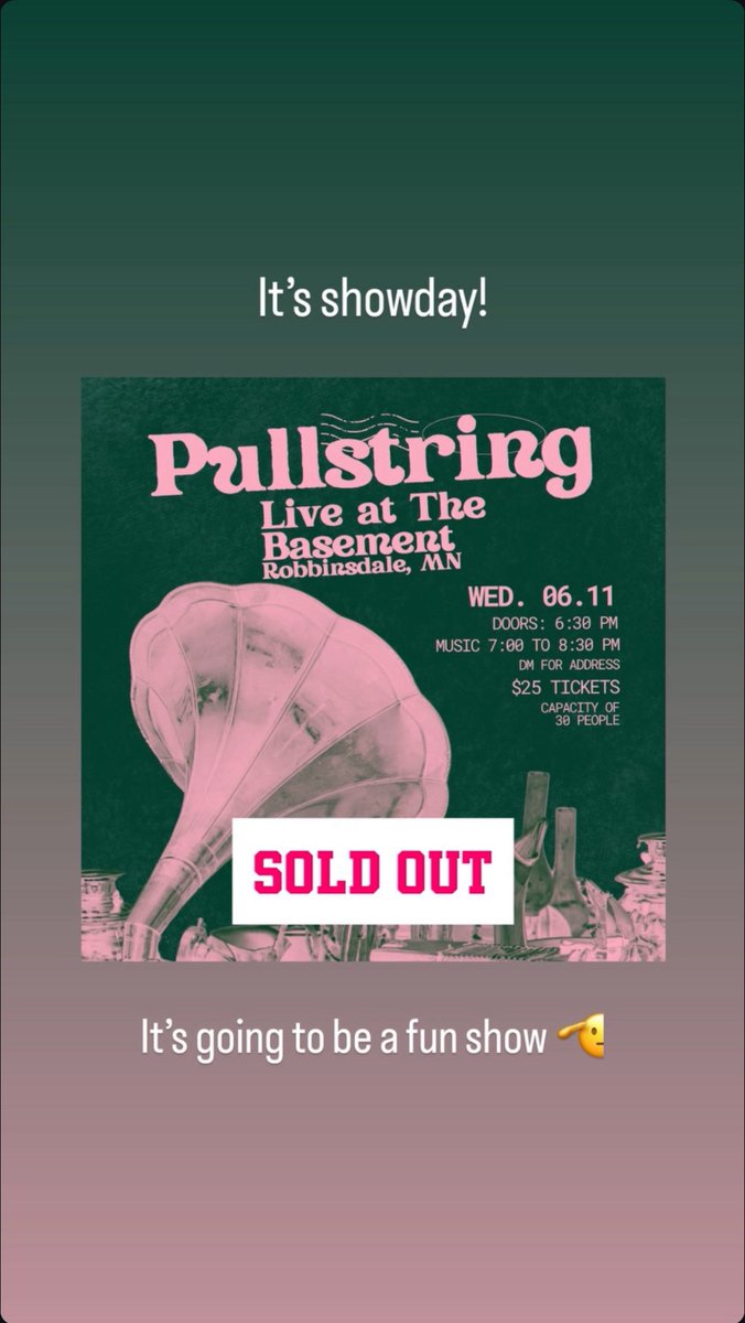It’s showday in Robbinsdale - reminder that this show is sold out 🫡