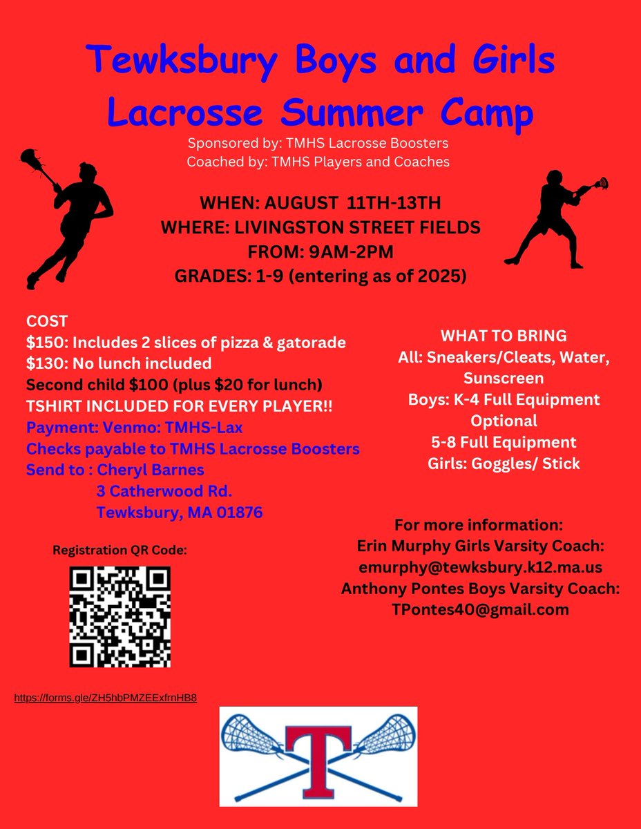 The deadline to register for the Lacrosse Summer Camp is June 15th! Make sure to sign up soon!