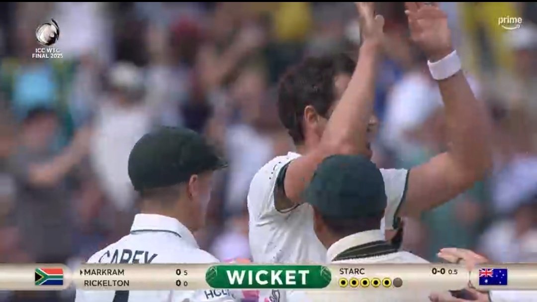 212 रन पर ऑस्ट्रेलिया ऑलआउट!
साउथ अफ्रीका भी डगमगाई — मार्करम 0 पर आउट!
स्टार्क की गेंदबाज़ी में फिर निकली आग!
🔥 कौन जीतेगा ये जंग?

#AUSvSA #CricketFever
#WTCFinal