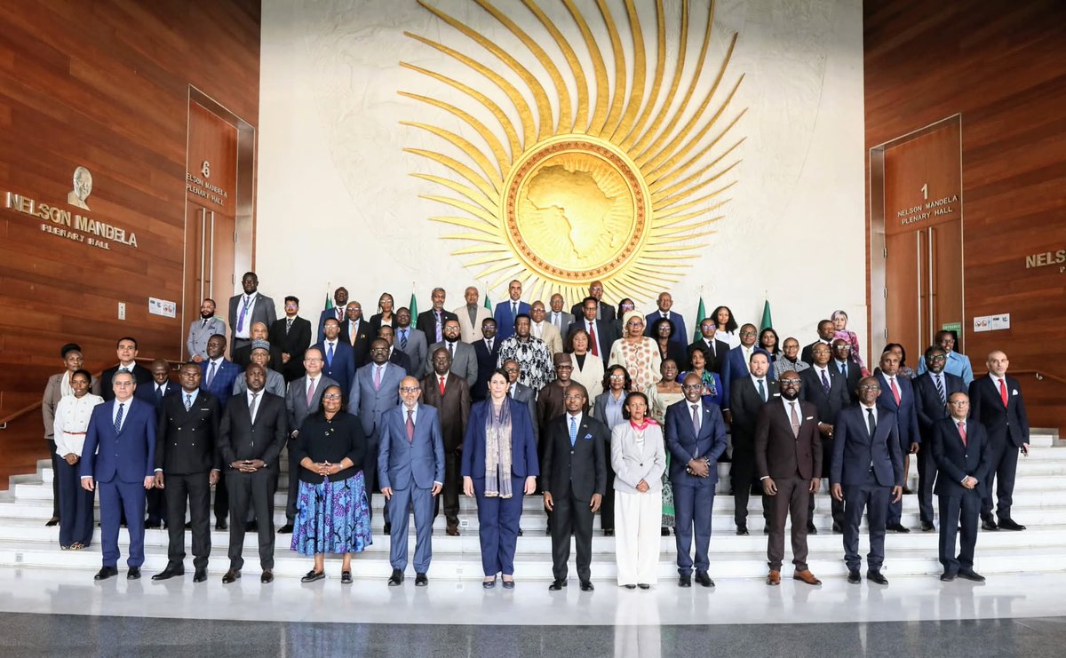 ForeignLesotho's tweet photo. 🇱🇸 The 50th Session of the #AUPRC is underway in Addis Ababa!

Amb. Ntsiuoa Sekete is representing 🇱🇸 Lesotho, advocating for regional integration, intra-Africa trade, &amp; food security.

Lesotho remains committed to #Agenda2063 &amp; a united, prosperous Africa. 🌍 #AU50PRC https://t.co/c2C9Rw6YBf
