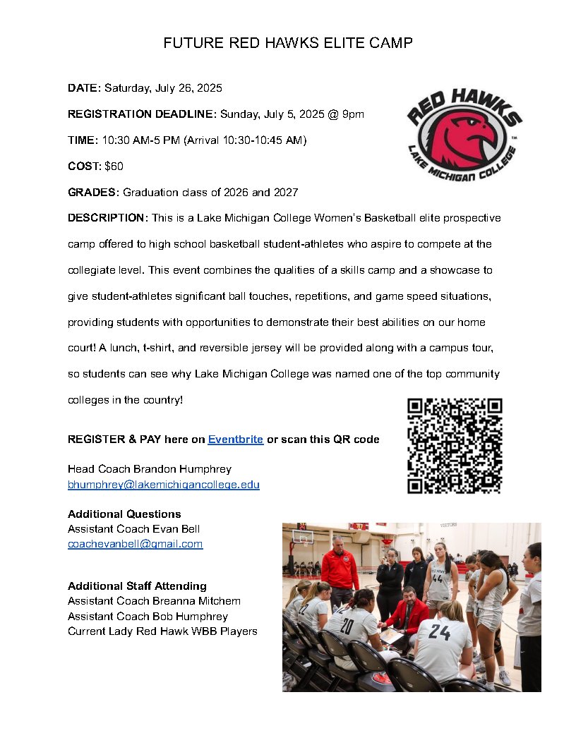 LMCRedHawksWBB's tweet photo. 🚨 ELITE CAMP FLYER 🚨 

@BHumphrey_4 @CoachEvanBell @199Breanna 

Link: https://t.co/sqf9Pk0Rul https://t.co/Lscst077Bp