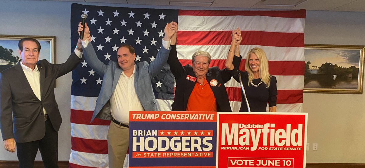 Two great Republicans were winners in the June 10th special elections in Brevard County last night. I look forward to the return of Senator Deb Mayfield and our newest House Representative Brian Hodgers. Congratulations to all that assisted in supporting Deb and Brian.