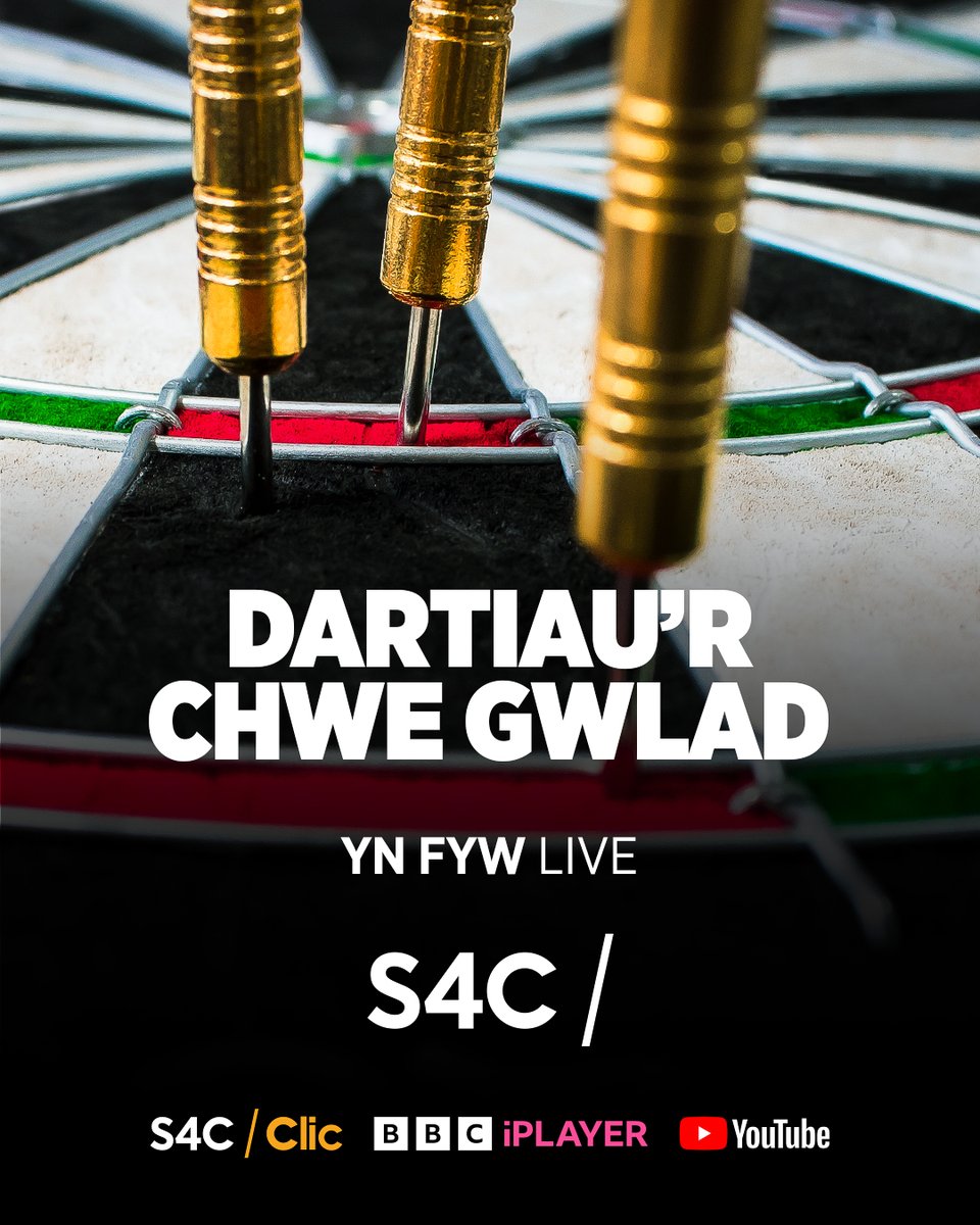 S4C I DDANGOS DARTIAU BYW🎯 

Bydd <a href="/S4C/">S4C 🏴󠁧󠁢󠁷󠁬󠁳󠁿</a> yn darlledu pencampwriaeth Dartiau’r Chwe Gwlad yn FYW. Darllediad dartiau byw cyntaf y sianel.

S4C will show the Six Nations Darts LIVE! 

🎯 Dartiau Chwe Gwlad
📅 20-22 Fehefin | 20-22 June

#Darts | <a href="/DartsCymru/">Darts Cymru</a> | <a href="/livedarts/">Live Darts</a>