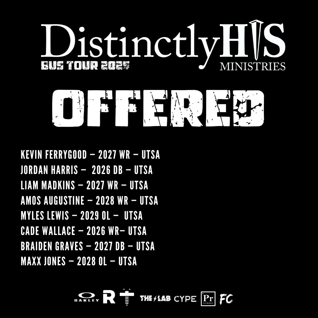 #DistinctlyHisBusTour 

🚨 OFFER ALERT 🚨 

#UTSA #BirdsUp 

<a href="/JordanHarris723/">Jordan Harris</a> <a href="/Maxx_Jones_54/">Maxx Jones</a> 
<a href="/M_Lew6000X11/">Myles Lewis</a> <a href="/GravesBraiden/">Braiden Graves</a>