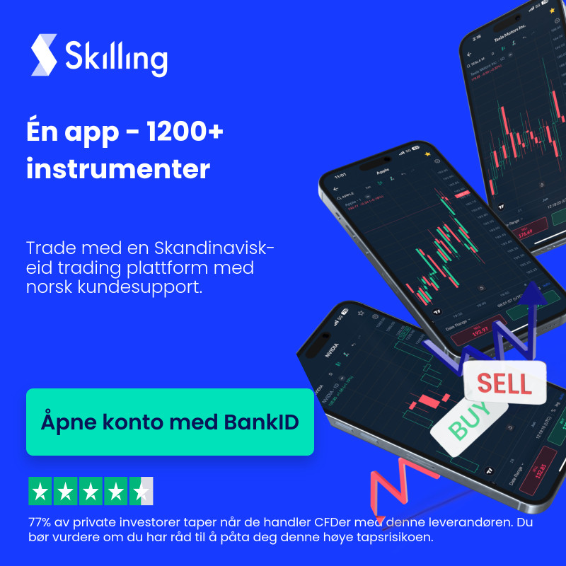 SkillingNorge's tweet photo. Trade 1200+ instrumenter hos en Skandinavisk-eid nettmegler: 

🇳🇴 Norsk kundesupport
👉 Skilling Trader, cTrader og MT4
👉 Giring opptil X30
👉 Registrering med BankID
👉 Aksjer, valuta, indekser, råvarer og krypto

Prøv en demo her: https://t.co/cExo6eQrsa