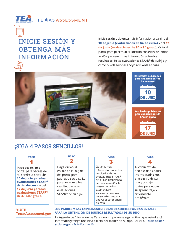 LosFresnosCISD's tweet image. EOC and STAAR results will be posted beginning this week.
🗓️ EOC results will be available June 10
🗓️STAAR results for grades 3–8 will be released June 17. Follow the directions below or visit TexasAssessment.gov to log in and learn more about your child’s scores.