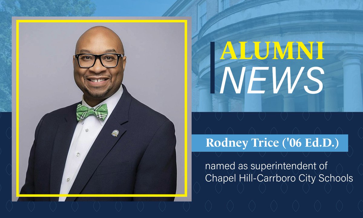Congratulations to Rodney Trice ('06 Ed.D.) on being named Superintendent of Chapel Hill-Carrboro City Schools! 🎊

Trice brings more than 27 years of experience in local, county, and state educational leadership. 

More from <a href="/dailytarheel/">The Daily Tar Heel</a>. ➡️ bit.ly/3HyljHj 
📸: <a href="/chccs/">Chapel Hill-Carrboro City Schools</a>