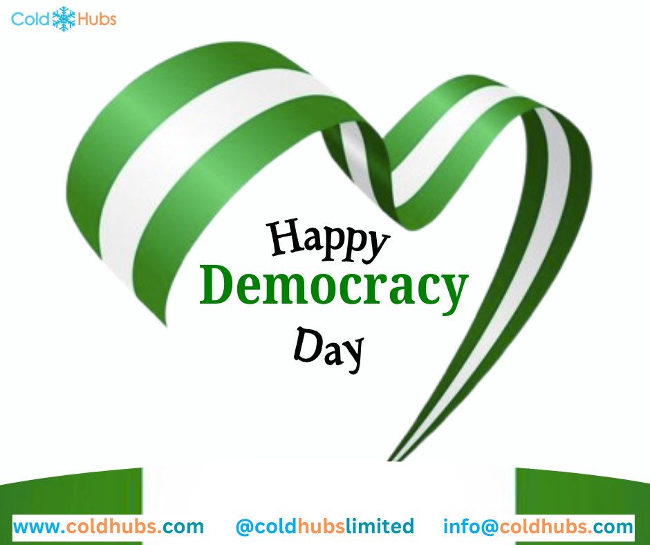 Coldhubslimited's tweet image. Celebrating freedom, unity, and progress. Happy Democracy Day, Nigeria! 🇳🇬

#coldhubs #democracy #democrayday #Nigeria