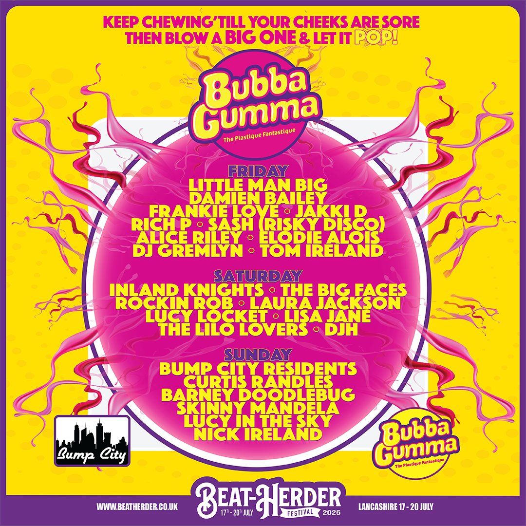 🥳🥳😍Bubba Gumma😍🥳🥳
Announcing over 20 additions for <a href="/Beatherder/">Beat-Herder Festival</a>

Our home of all day &amp; all night Chewy, Bouncy, Housey, Smiling BEATS

A hall of mirrors and the best back garden in the whole of the shire, it's BUBBA GUMMA🕺💃💥

Down the tunnel of BEYOND

HERD EM UP!! x
