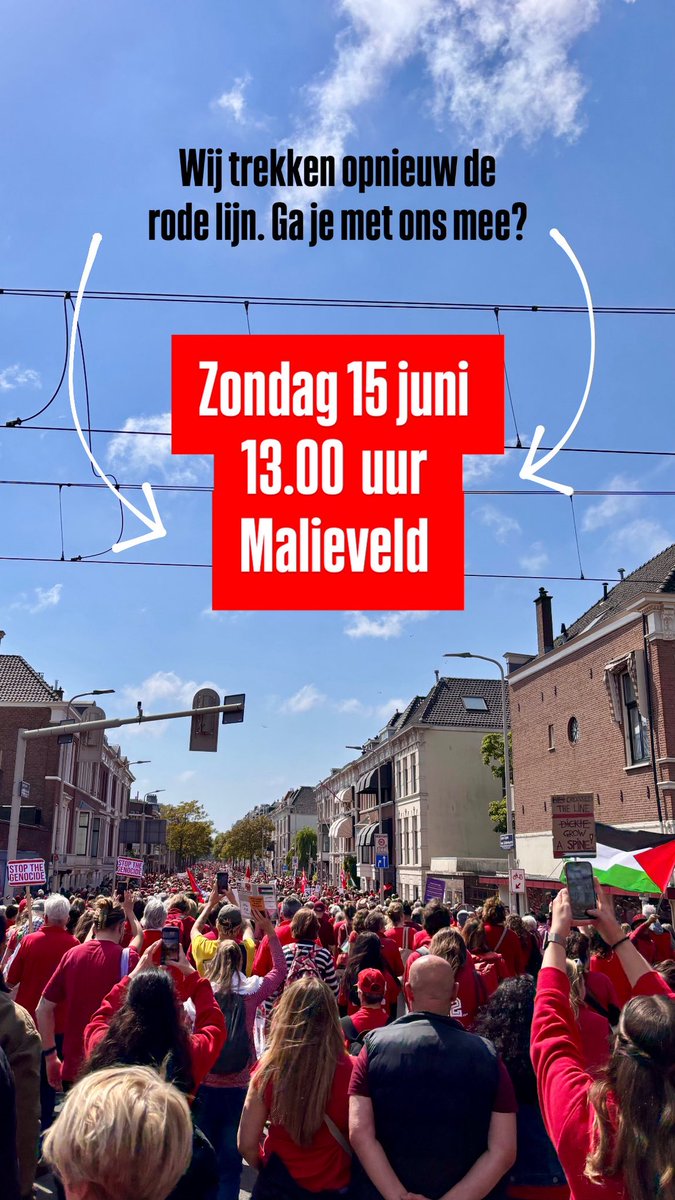 100.000+ mensen eisten op 18 mei actie van het kabinet. Maar het bleef stil.  Mensen in Gaza kunnen niet wachten. NL moet doen wat het kan om het genocidale geweld te stoppen.

Samen trekken we opnieuw een #RodeLijn. Tegen het wegkijken. Vóór mensenrechten.
15/6 | 13u | Den Haag
