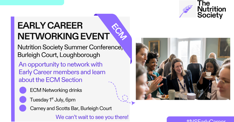 🌟 REMINDER 🌟

🎉 #NSEarlyCareer Networking Drinks at The Nutrition Society Summer conference in Loughborough.

🌟 Tonight at 6pm 🌟