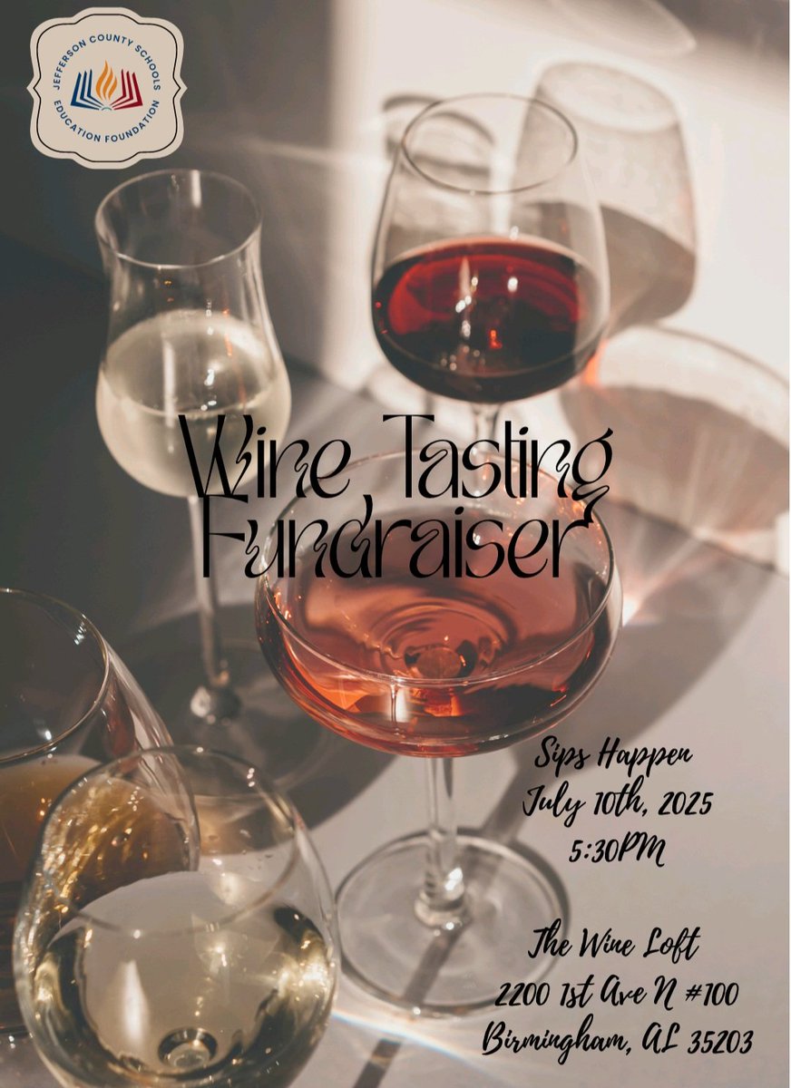 jcsedfoundation's tweet image. Come and enjoy some good wine, drinks, food and music at The Wine Loft on July 10, 2025 at 5:30 pm.