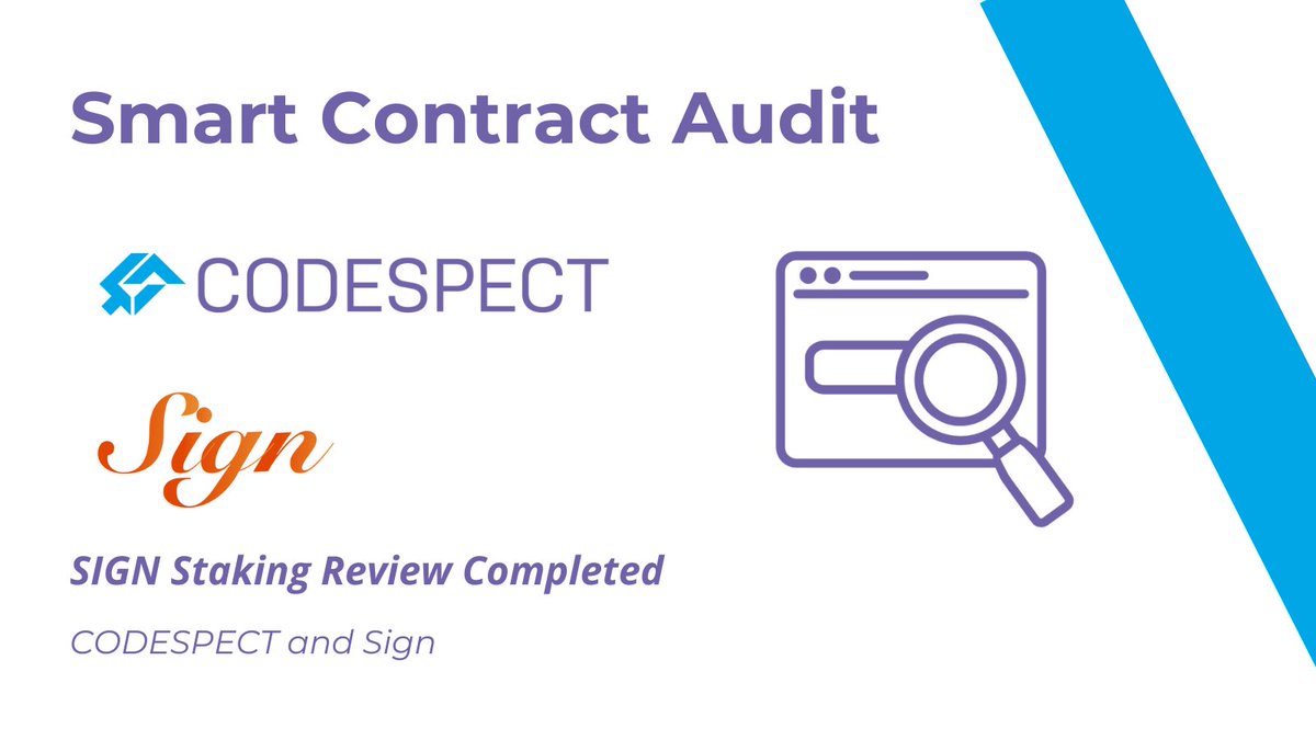 CODESPECT's tweet image. 🚀 CODESPECT has successfully completed the audit of the SIGN staking contract! (@ethsign) 🔍
Throughout development, we provided continuous support and uncovered:
⚠️ 1 High
⚠️ 1 Medium
✅ All severe findings were properly fixed.
👏 Huge respect to the Sign team — their…