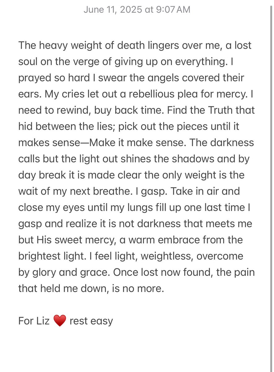 Trying to process so many emotions right now. Death is such a hard concept even when we know there is eternal life afterwards. If ever you feel the urge to share your faith, to encourage someone on their walk, I urge you to do it—don’t let anything stop you from doing it.