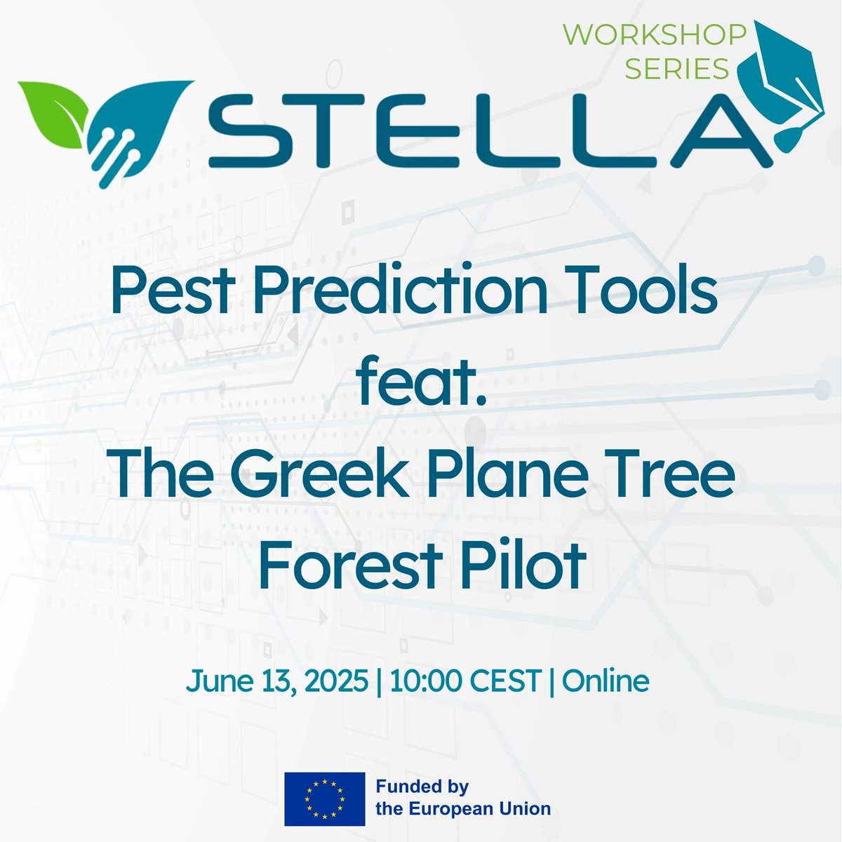 STELLAHorizonEU's tweet image. 🌿 Join the 2nd #STELLAProject Workshop!

📌Topic: Pest Prediction Tools feat. 🇬🇷 Plane Tree Forest Pilot
📅 June 13, 2025 | 🕙 10:00 CEST | 💻 Online
🔗 Register: lnkd.in/d2pshEP4

🌲 Highlight: Forest Biosecurity | Dr. Fryni Drizou
📡 Plus: @icaeruseu on UAVs

#HorizonEU