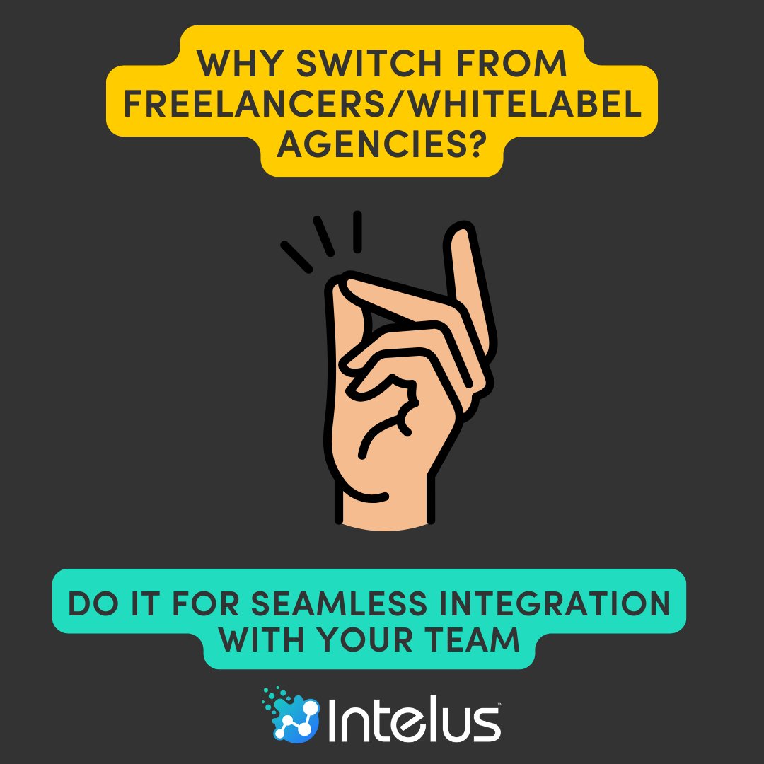intelusagency's tweet image. Why Settle for Chaos When You Can Snap Into Sync?

Still piecing together projects with flaky freelancers or mysterious white-label agencies?

Book a consultation now!
intelusagency.com/agency-vas

#RemoteTeamwork #SeamlessSupport #SmartOutsourcing #TeamIntegrationGoals #IntelusAgency