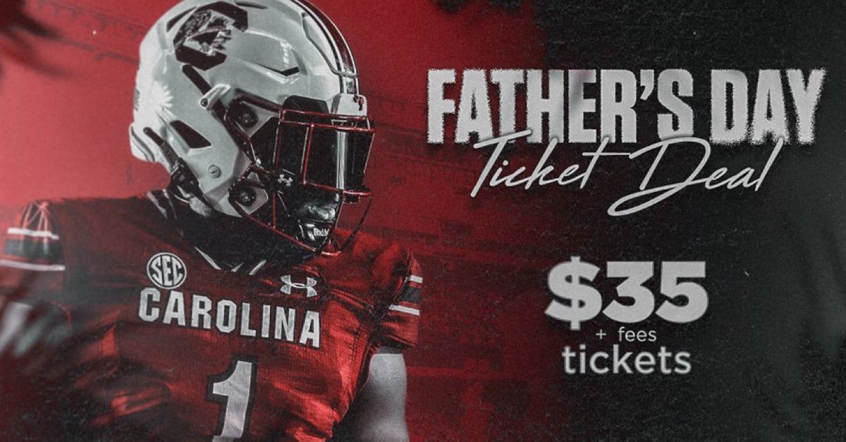 mike 🥋 (@ayeemikee1_) on Twitter photo Check out our special Father's Day ticket offer! Select <a href="/GamecockFB/">South Carolina Football</a> tickets are only $35 through Sunday.
gofevo.com/group/gamecock… Check out our special Father's Day ticket offer! Select <a href="/GamecockFB/">South Carolina Football</a> tickets are only $35 through Sunday.
gofevo.com/group/gamecock…