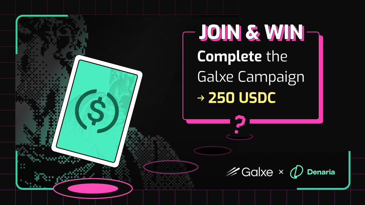 Denaria (@denariafinance) on Twitter photo It's time for another Denaria Social Campaign!
Join our exciting campaign, LIVE NOW on <a href="/GalxeQuest/">Galxe Quest</a>, for a chance to win 250 $USDC.
Complete all the tasks and take the opportunity to win a share of the prize. It's time for another Denaria Social Campaign!
Join our exciting campaign, LIVE NOW on <a href="/GalxeQuest/">Galxe Quest</a>, for a chance to win 250 $USDC.
Complete all the tasks and take the opportunity to win a share of the prize.