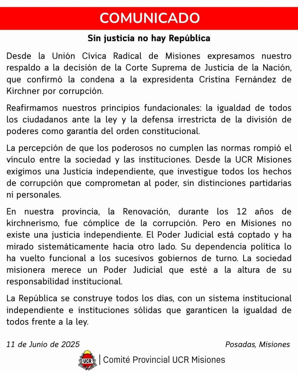 🎙️📄 Comunicado del Comité Central Provincial- Sin justicia no hay República
