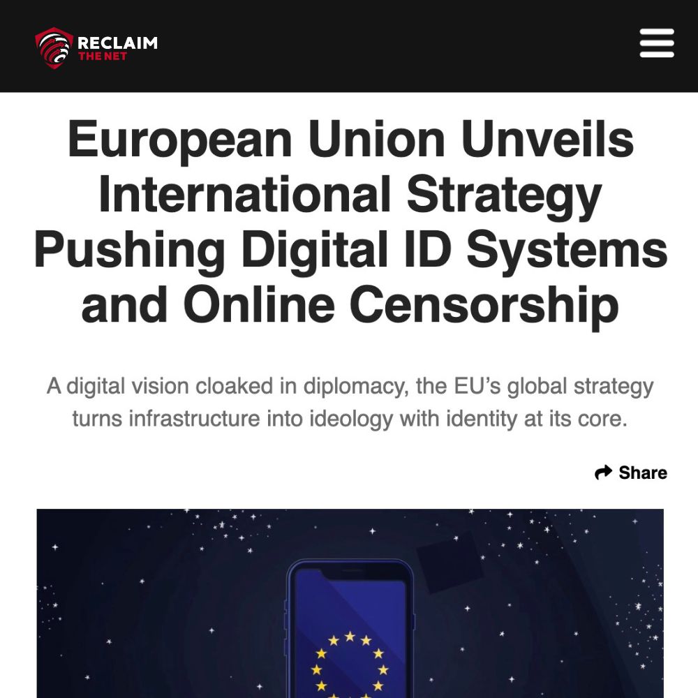 The EU just dropped its International Digital Strategy, and it’s a beast. 

Dressed up in the language of freedom and empowerment, it’s actually a play for global influence via centralized digital ID systems, speech regulation, and surveillance-heavy infrastructure...