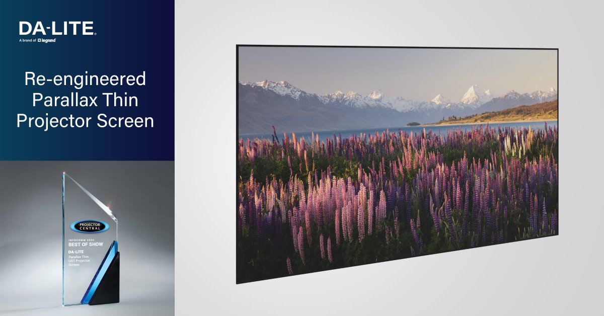 Legrand | AV (@legrandav) on Twitter photo π We are so excited for Da-Lite's Re-engineered Parallax Thin fixed frame projection screen to be awarded as an #InfoComm25 Best of Show winner by <a href="/ProjectorCentrl/">Projector Central</a>! Stop by booth #2801 to see it in person!
Take a closer look: ow.ly/t3CW50W7Qq9
#InfoComm π We are so excited for Da-Lite's Re-engineered Parallax Thin fixed frame projection screen to be awarded as an #InfoComm25 Best of Show winner by <a href="/ProjectorCentrl/">Projector Central</a>! Stop by booth #2801 to see it in person!
Take a closer look: ow.ly/t3CW50W7Qq9
#InfoComm