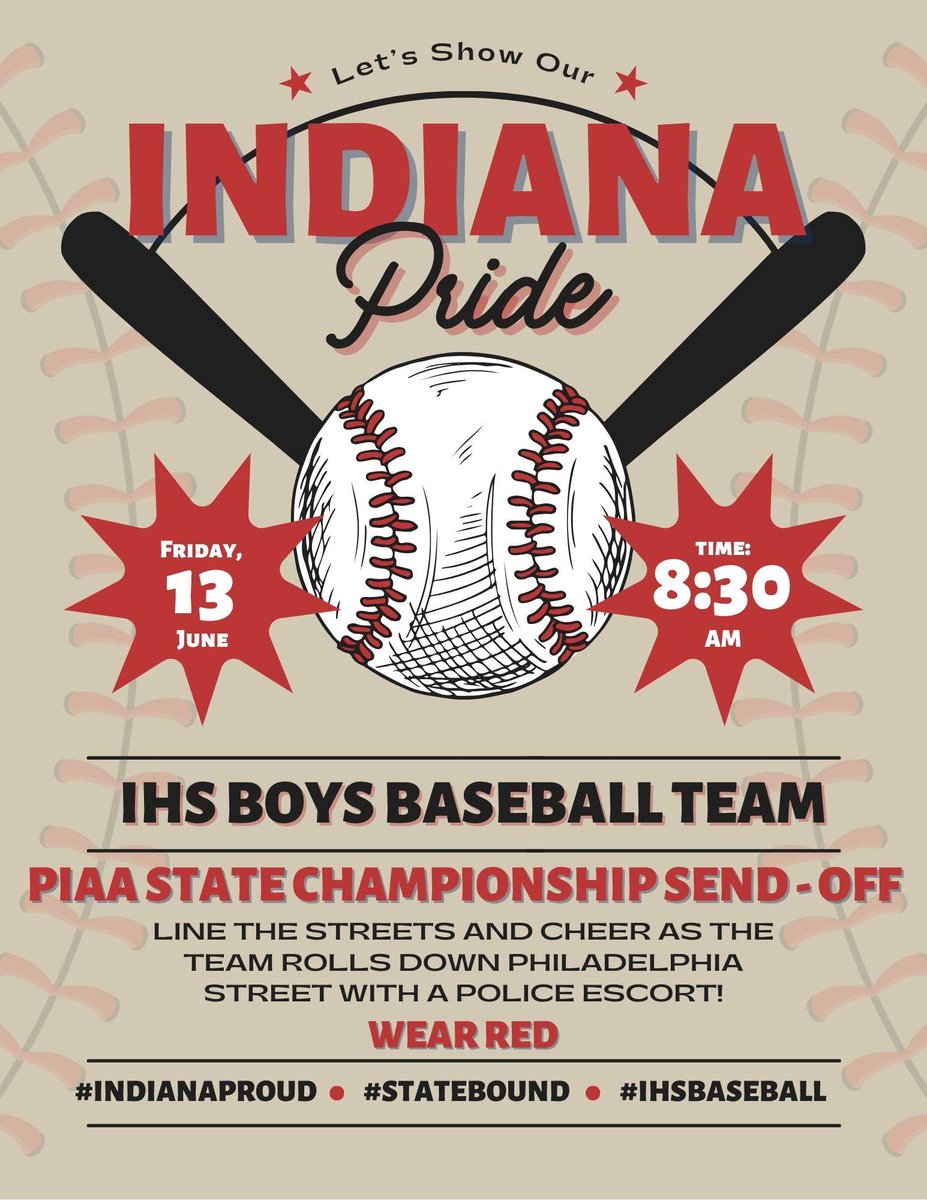 Let's show our Indiana PRIDE by lining Philadelphia Street this Friday morning at 8:30 AM - WEAR RED!!
edl.io/n2080406