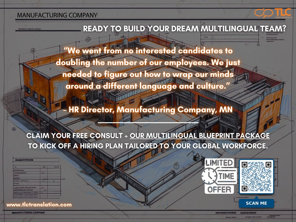 TLCtranslation's tweet photo. At TLC, we’ve helped companies double their workforce (even in downturns) by unlocking bilingual and multilingual talent already living in their communities.

Learn more: https://t.co/EGE8svkFA2

#multilingualworkforce #hiringsolutions #laborshortage #workforcedevelopment https://t.co/3ggKZjMo2D