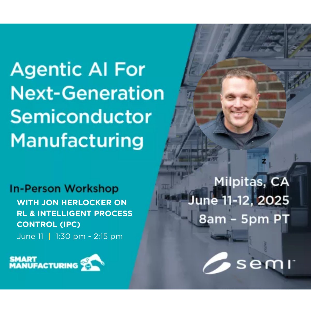 Today at 1:30 PM: Jon Herlocker keynotes at #AgenticAI on how software agents will transform fabs. 

<a href="/SEMIconex/">SEMI</a> @SIA