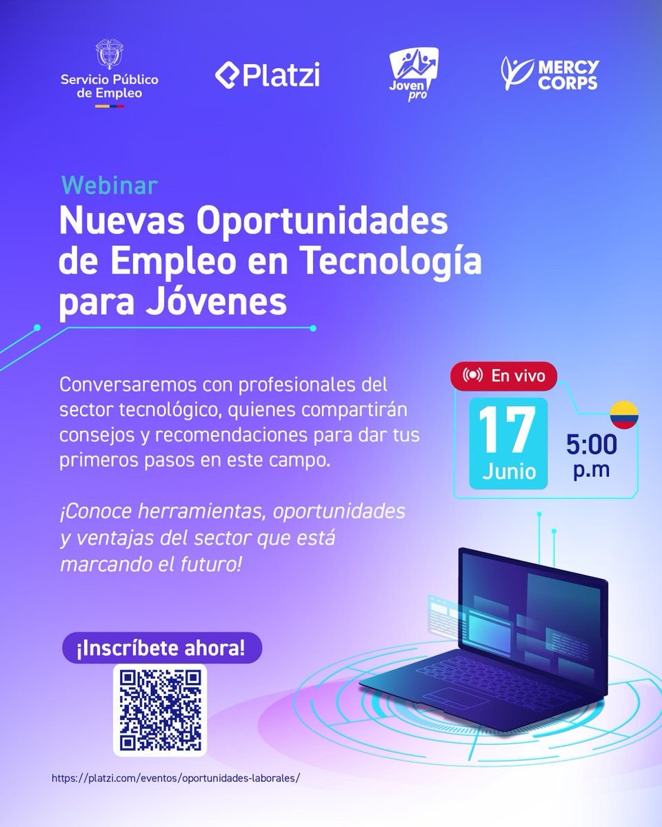 🎯 Prepárate para el futuro laboral 📡🌐 ¡Participa de este webinar para impulsar tu carrera en el sector tecnológico!

🔗 Inscríbete aquí: platzi.com/eventos/oportu…

<a href="/platzi/">Platzi</a> <a href="/ServiciodEmpleo/">Servicio Público de Empleo</a>