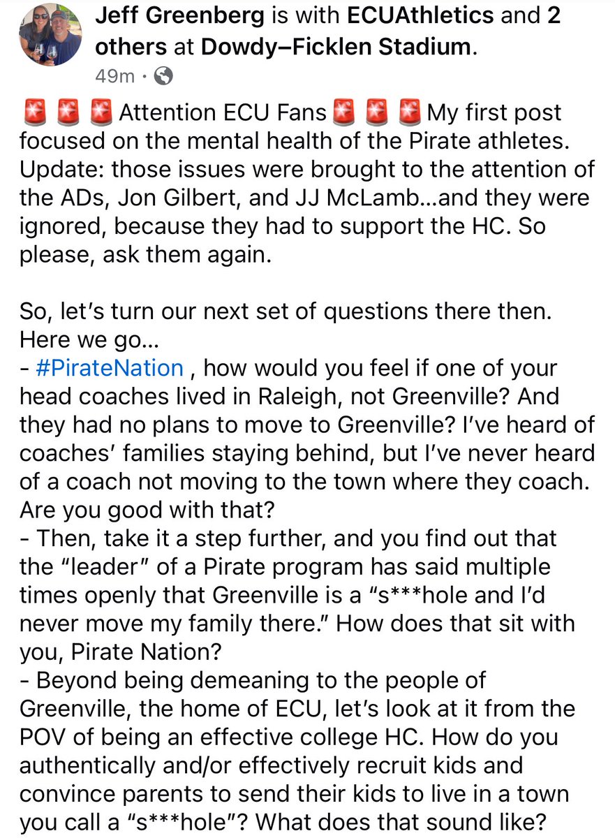 jeffgberg's tweet image. 🚨🚨🚨Alert, @ECUAthletics fans… #PirateNation🚨🚨🚨 Start asking Jon Gilbert, JJ McLamb and Chancellor Roberts these questions…@PR927FM @943TheGame @giglio_OG @joeovies