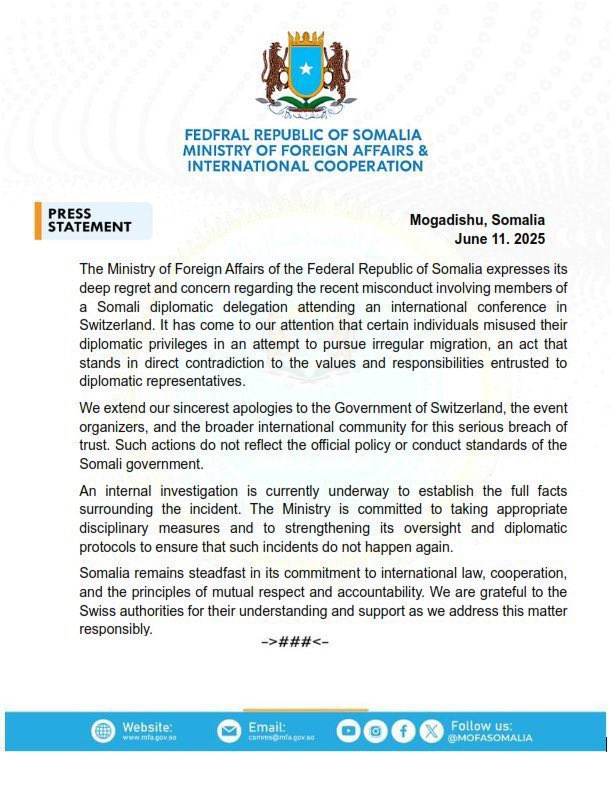HE. AMB. HAGGOOGANE (@haggoogane) on Twitter photo Which ministry of the Mogadishu regime is to be believed?
Yesterday their so-called ministry of labour and social affairs put out a press statement denying that the Somalian regime delegates to an <a href="/ilo/">International Labour Organization</a> conference in Switzerland had disappeared.
Yet the ministry of foreign Which ministry of the Mogadishu regime is to be believed?
Yesterday their so-called ministry of labour and social affairs put out a press statement denying that the Somalian regime delegates to an <a href="/ilo/">International Labour Organization</a> conference in Switzerland had disappeared.
Yet the ministry of foreign