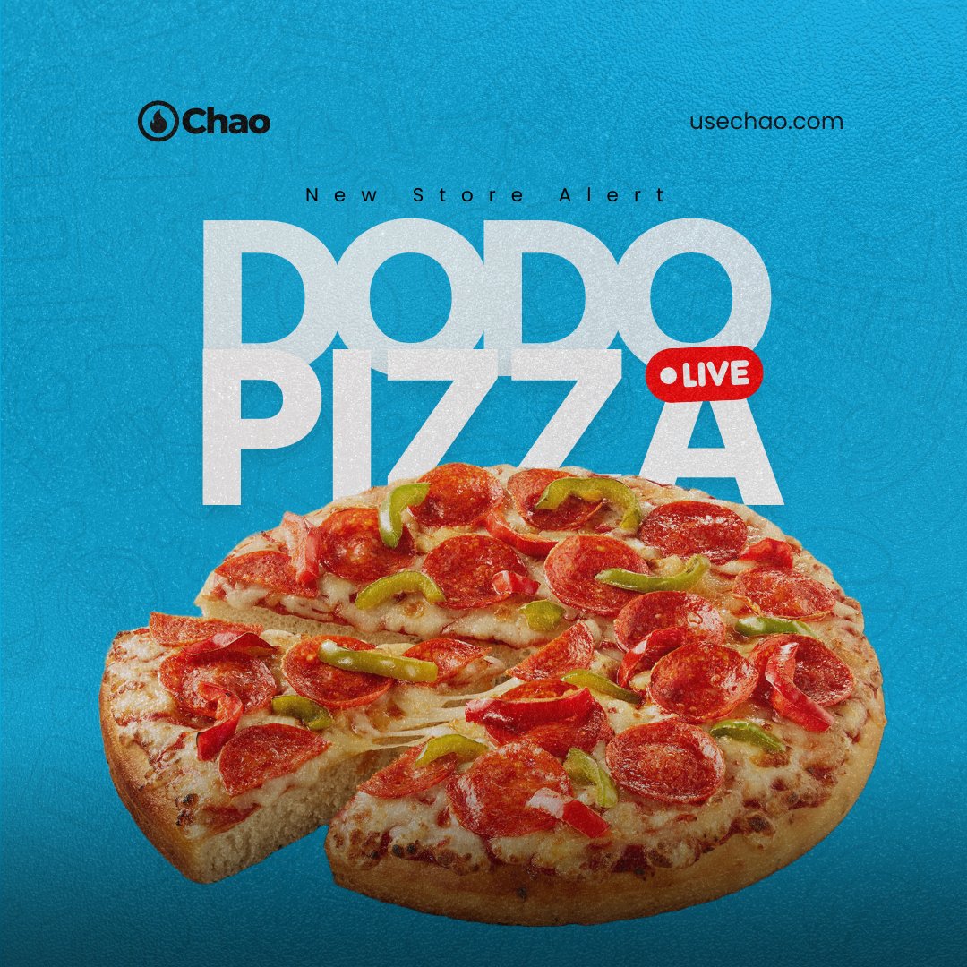 usechao's tweet photo. 📢Dodo Pizza is now on Chao 

You can order your favorite slices directly using our app.

Fast, cheesy, delicious pizza 🍕
just how you love it 😋

Start ordering now! Use https://t.co/Q50ZopoOTe

#NewStoreAlert #DodoPizza #Pizza #Chao https://t.co/8Vj5R40tPJ