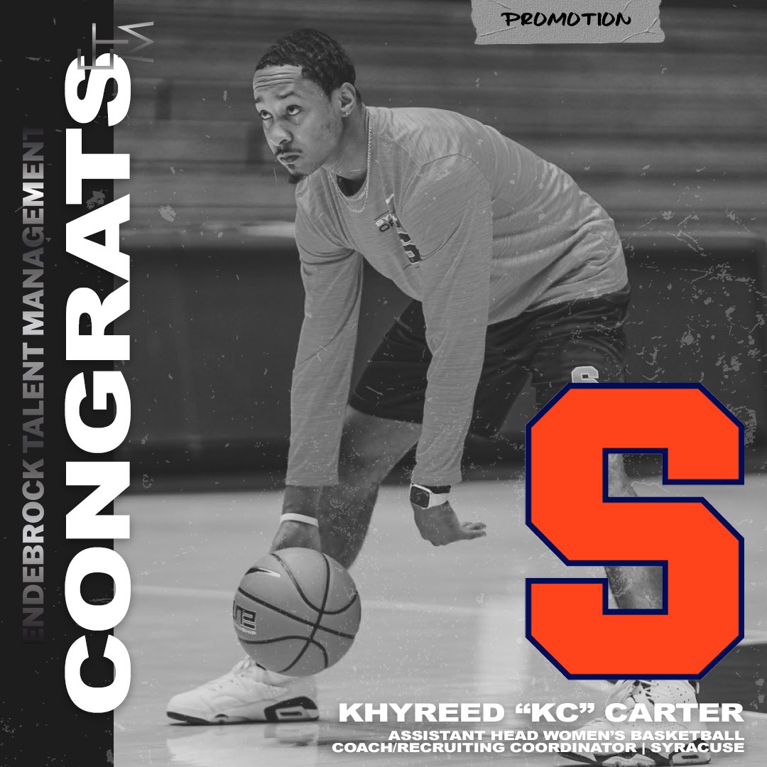 Congratulations to <a href="/KhyreedCarter/">K.C.</a> on his promotion to Assistant Head Coach/Recruiting Coordinator for <a href="/CuseWBB/">Syracuse Women's Basketball</a>! 

#GoOrange🍊