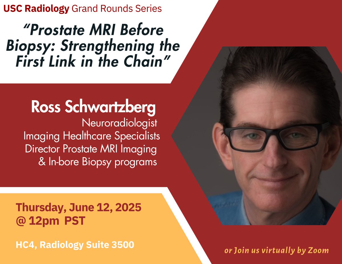 Tomorrow! 6/12
 Radiology Grand Rounds w/ Dr. Ross Schwartzberg

Prostate MRI Before Biopsy: Strengthening the First Link in the Chain

#Radiology #MRI #academicradiology 
1/2